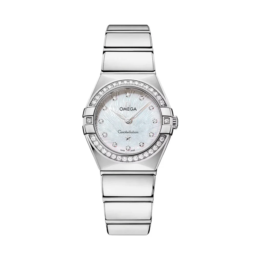 OMEGA Constellation Diamonds Quartz 25mm - White, Mother-of-Pearl on Bracelet O13115256055002 kol saati