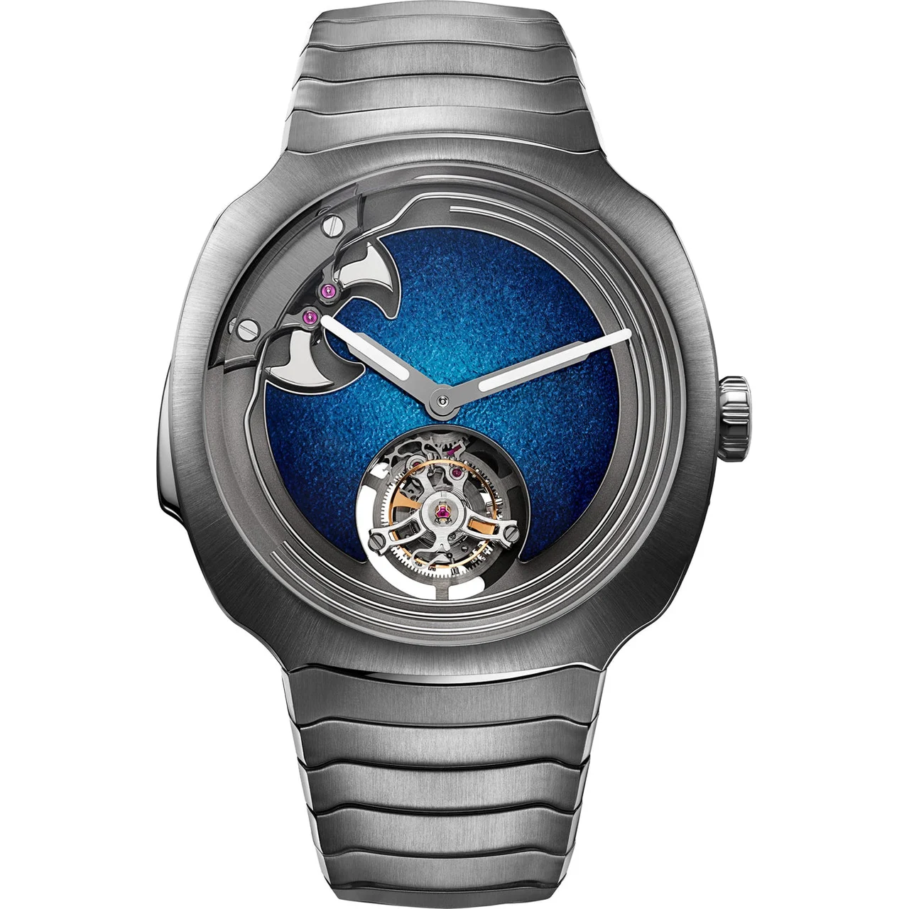 H. Moser & Cie. - Moser & Cie. 6905-1200 Minute Repeater Tourbillon Steel Blue Fumé Enamel Dial kol saati