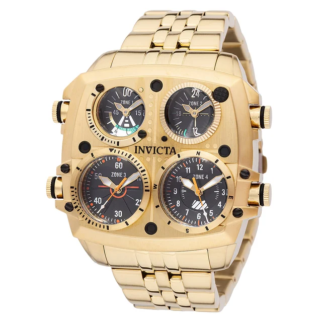 Invicta Aviator ZULU TIME Watch - 50mm. Gold (49604) kol saati