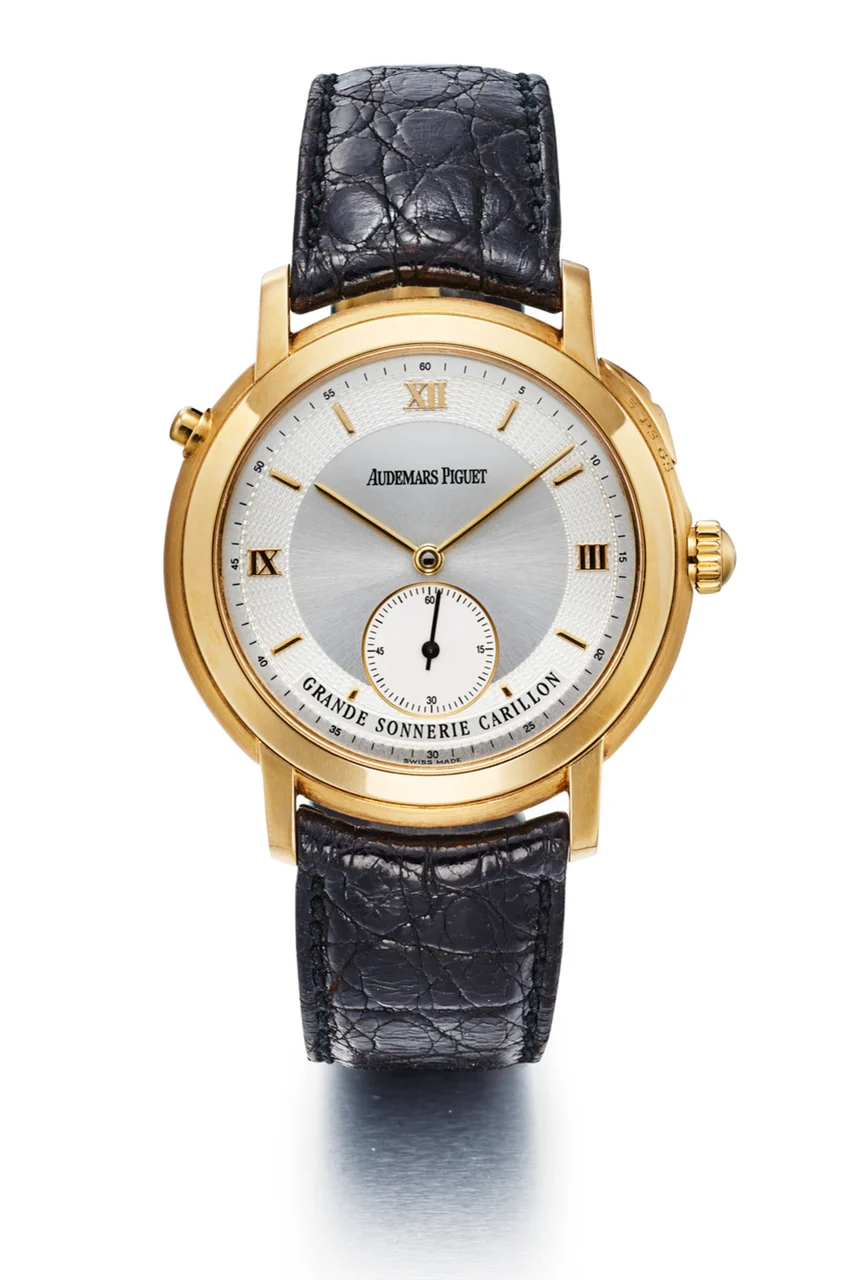 Audemars Piguet AUDEMARS PIGUET REF. 25936, MINUTE-REPEATER, GRANDE ET PETITE SONNERIE ON THREE GONGS; “GRANDE SONNERIE CARILLON”; LIMITED EDITION; 18K YELLOW GOLD kol saati