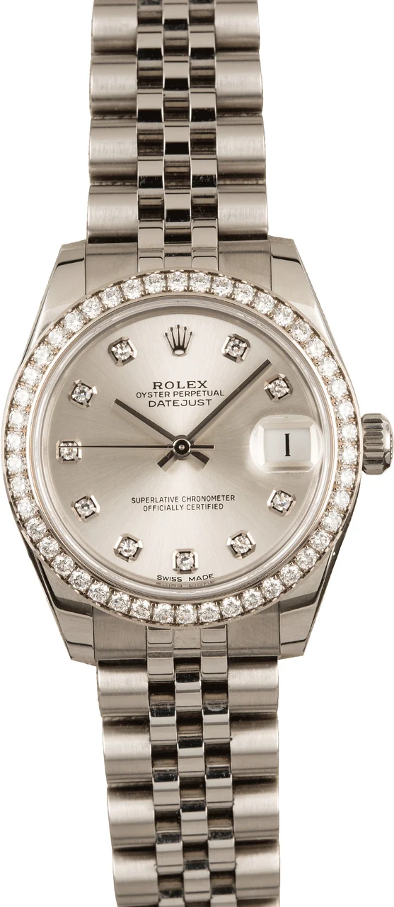 Rolex Mid-Size Datejust 178384 Diamond Dial & Bezel 178384SDJ 31 mm kol saati