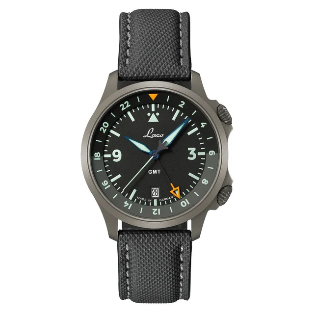 Laco Frankfurt GMT Automatic Watch with Black Dial and Sapphire Crystal #862187 kol saati