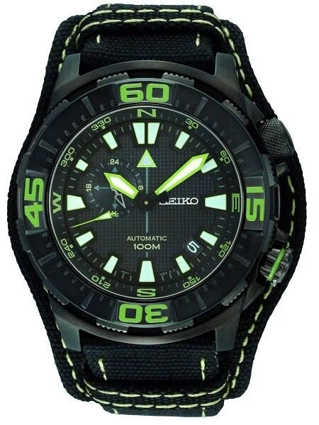 Seiko Superior Field Watch with Compass Function and 24-Hour Sub-dial #SSA059 42 mm kol saati