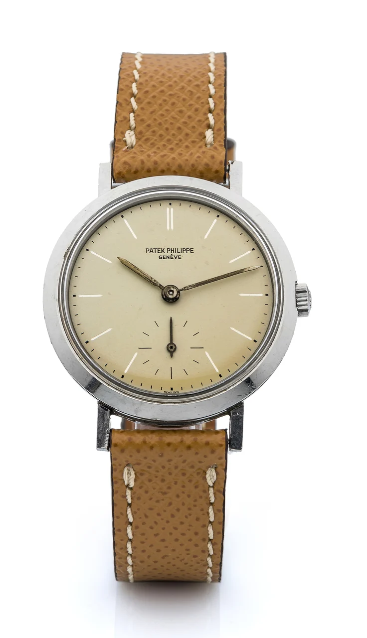 Patek Philippe PATEK PHILIPPE, REF. 3419, STEEL A fine and very rare, manual wind, stainless steel anti-magnetic, waterproof wristwatch. kol saati