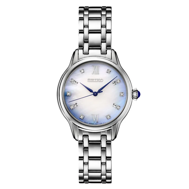 Seiko Diamonds Blue Mother of Pearl Quartz Dress Watch with Sapphire Crystal #SRZ539 kol s