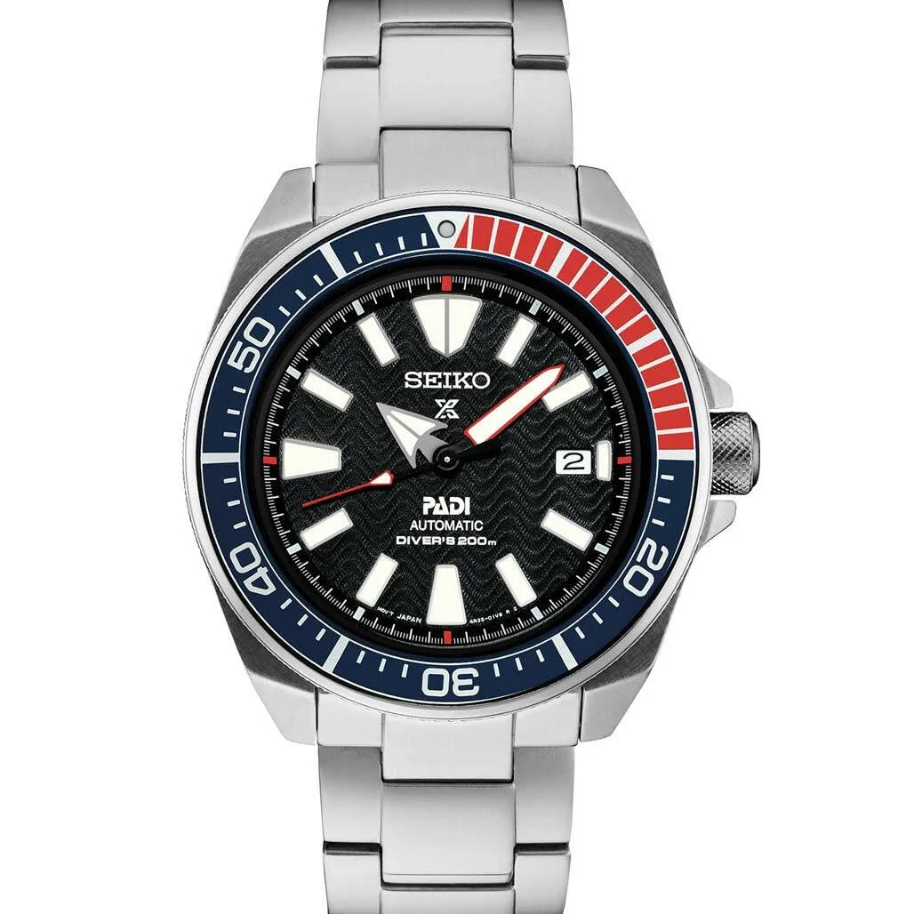 Seiko Samurai Prospex PADI Automatic Dive Watch with Stainless Steel Bracelet #SRPF09 kol saati