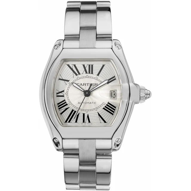 Cartier Roadster W62025V3 Silver Sunray-Effect Dial Steel Br kol saati