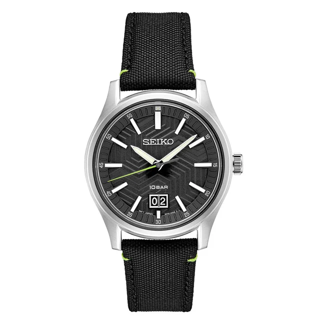 Seiko Essentials Sport Big Date Watch with Matte Black "Streetwear" Dial and Sapphire Crys