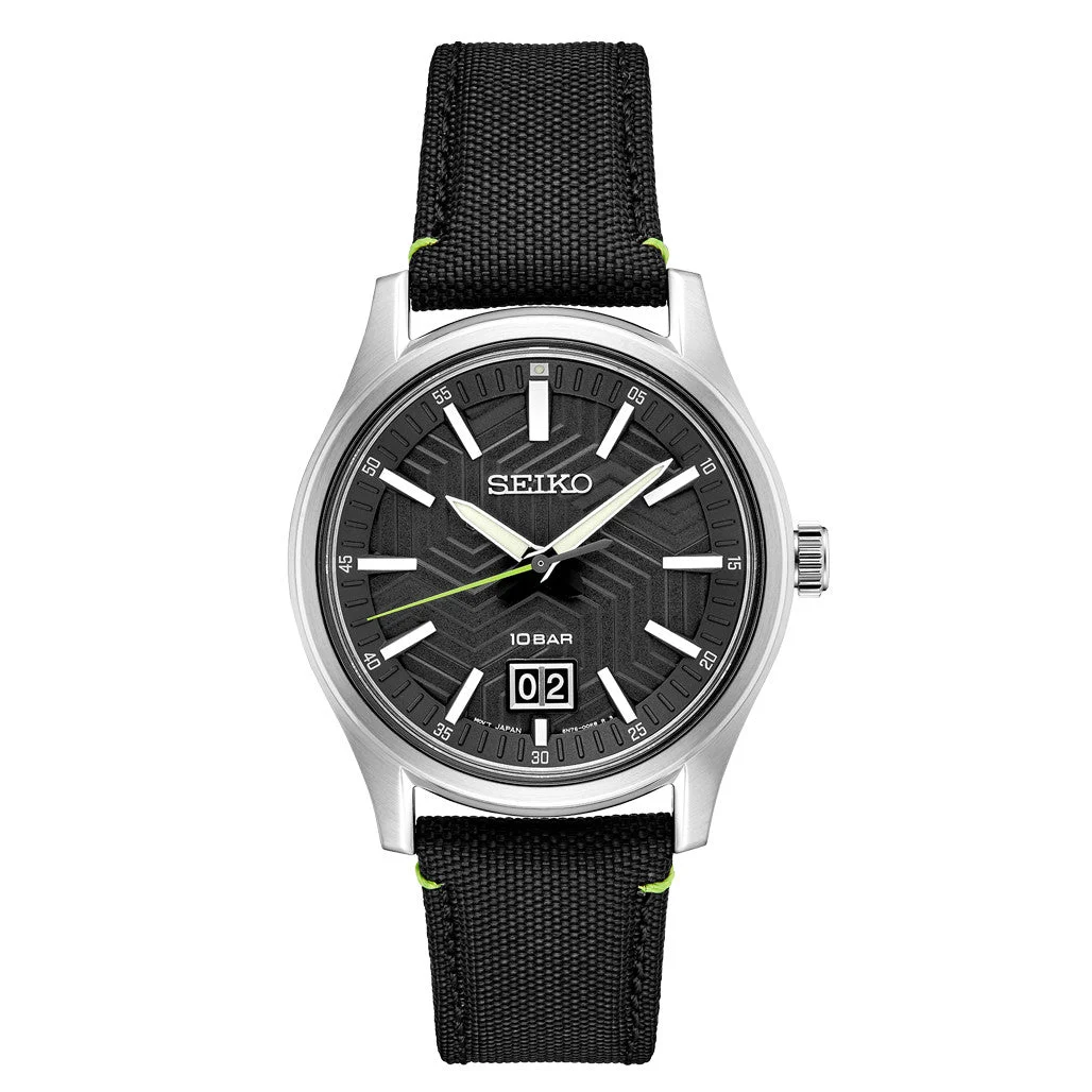 Seiko Essentials Sport Big Date Watch with Matte Black "Streetwear" Dial and Sapphire Crystal #SUR517 kol saati