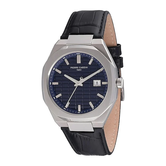 Elysee Maison 8 Checkers Men’s 42mm Stainless Steel Watch - Blue Checkered Dial with Black