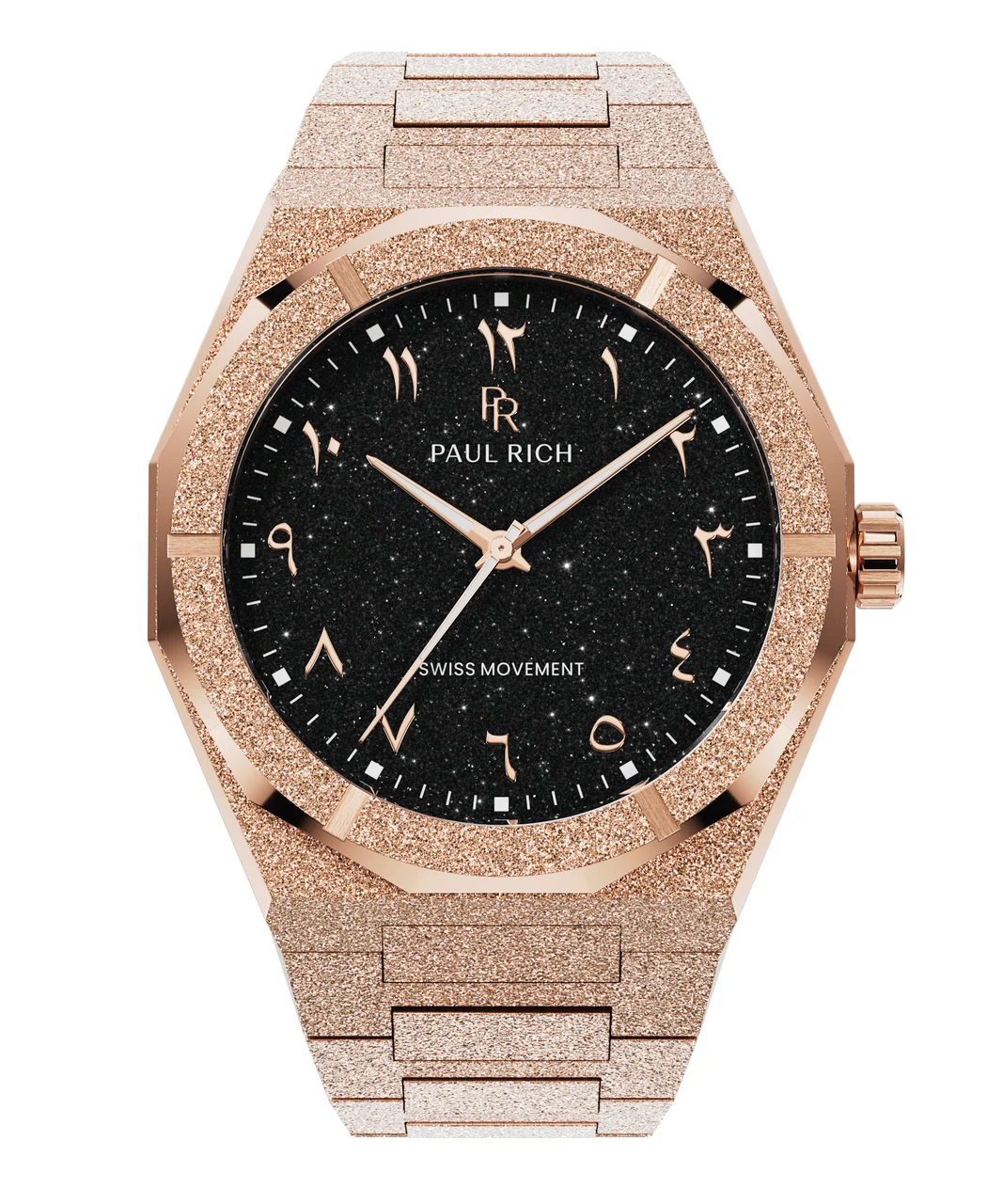 Paul Rich Frosted Star Dust II PR99IIBlackArabic - Rose Gold 43 mm kol saati