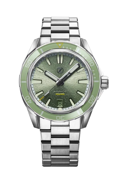 Zelos Swordfish 40mm SS 'Sage Green' kol saati