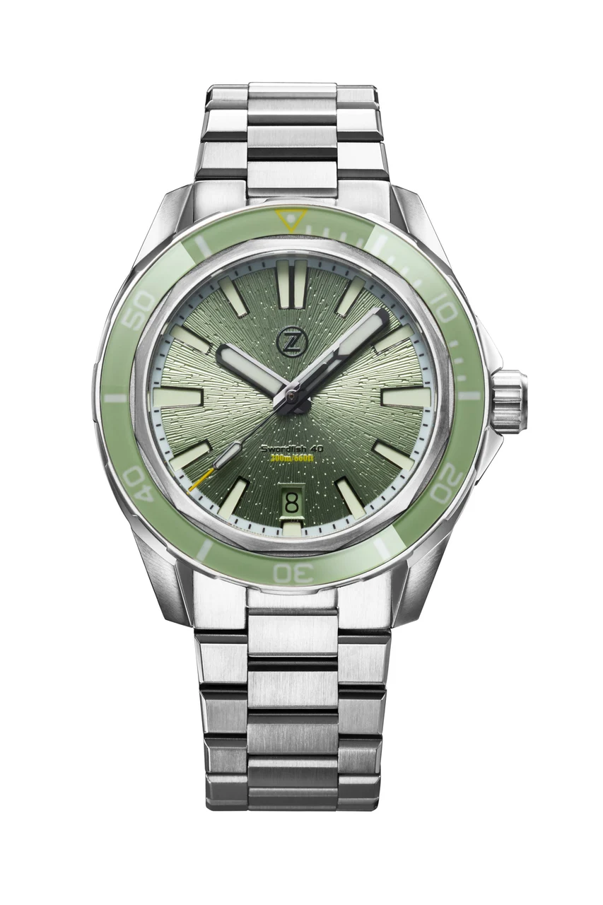 Zelos Swordfish 40mm SS 'Sage Green' 40 mm kol saati