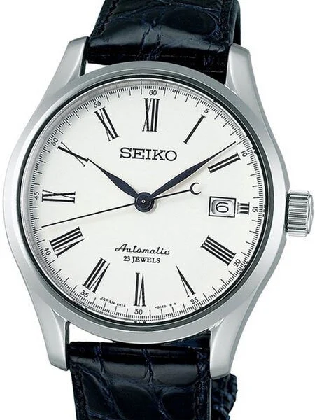 Seiko Presage Automatic Dress Watch with White Enamel Dial and Sapphire Crystal #SARX019 k