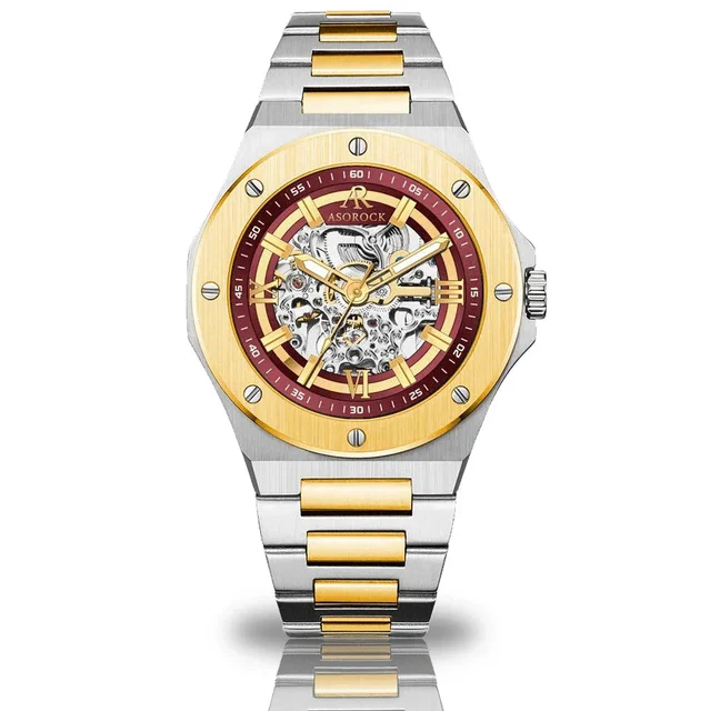 ASOROCK WATCHES Two tone Gold/Red Tubili kol saati