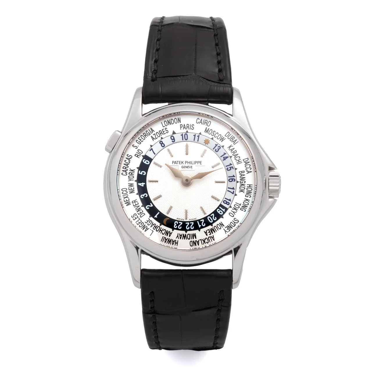 Patek Philippe PATEK PHILIPPE REF. 5110G-001, WORLD TIME HEURES DU MONDE GMT, “GUILLOCHE” OPALIN DIAL, 18K WHITE GOLD, EXTRACT FROM THE ARCHIVES kol saati