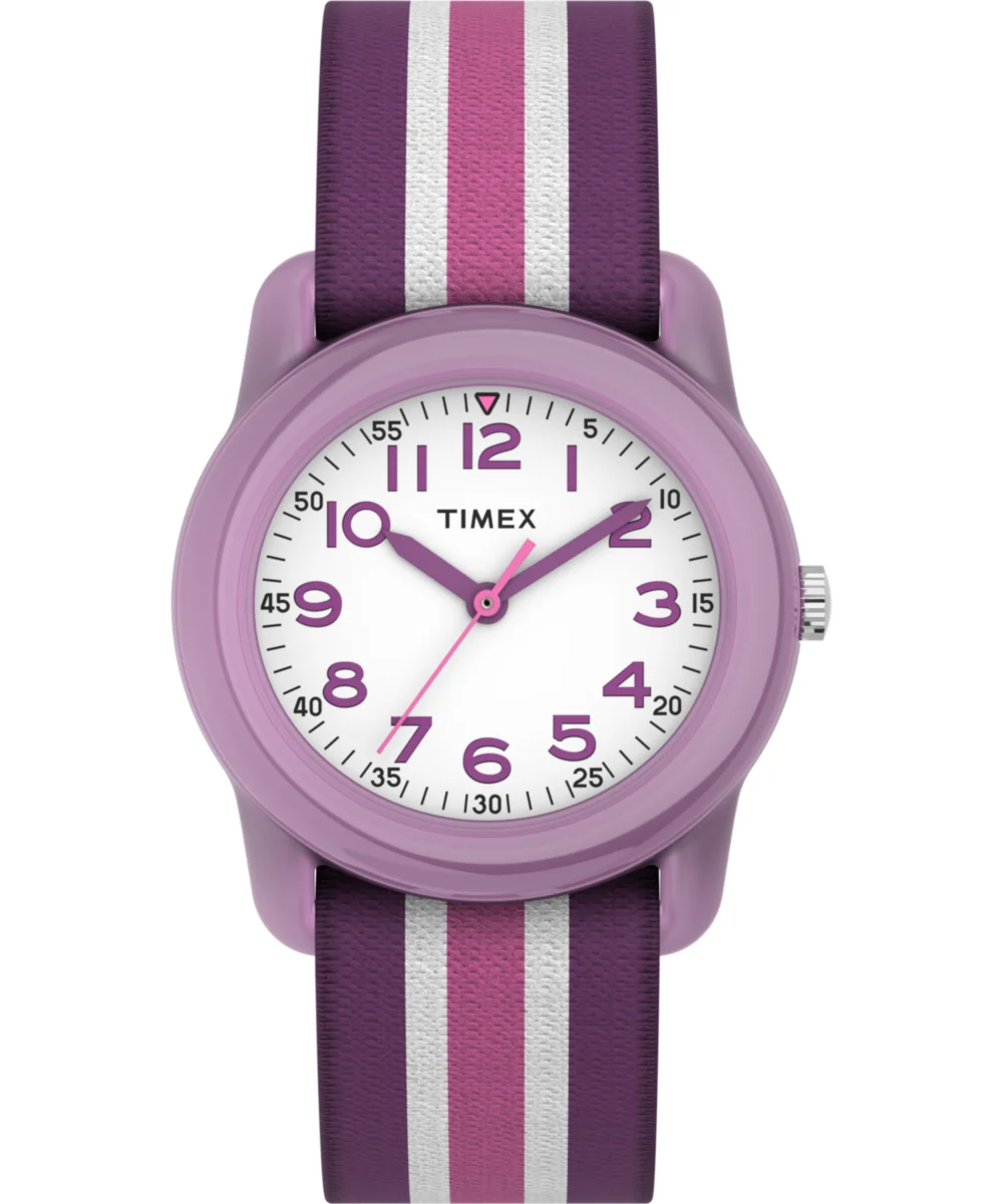 Timex TIME MACHINES® 29mm Purple Stripe Elastic Fabric Kids Watch TW7C06100 29 mm kol saati