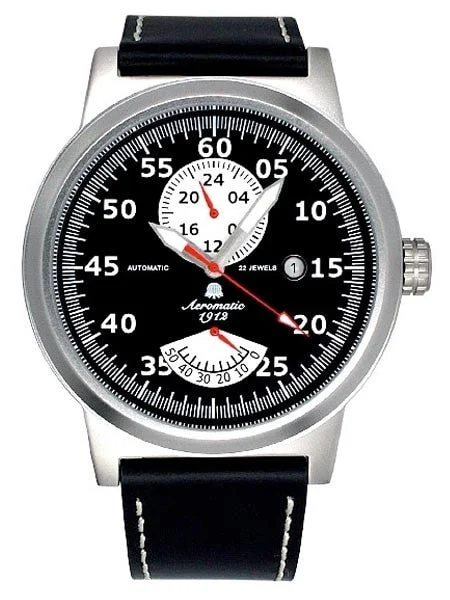 Aeromatic Aviator Watch with Power Reserve Indicator and 24-hr Sub-Dial #A1358 kol saati