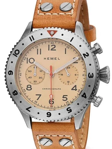 Hemel Meca-Quartz Chronograph Watch with GMT Bezel and Sapphire Crystal #HF4IV kol saati
