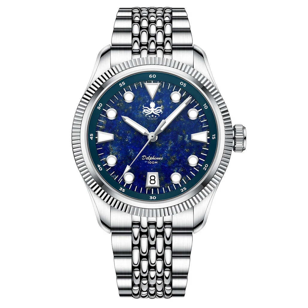 Phoibos Delphinus Automatic Watch with Lapis Lazuli Dial #PY066B 39 mm kol saati