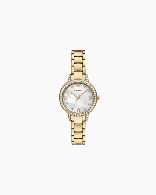 Emporio Armani Three-Hand Gold-Tone Stainless Steel Watch AR11652 kol saati