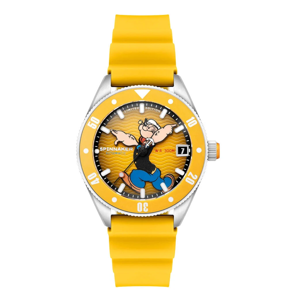Spinnaker Challenger Automatic Popeye Anchor Arms LE Corncob Yellow #SP-5163-01 kol saati
