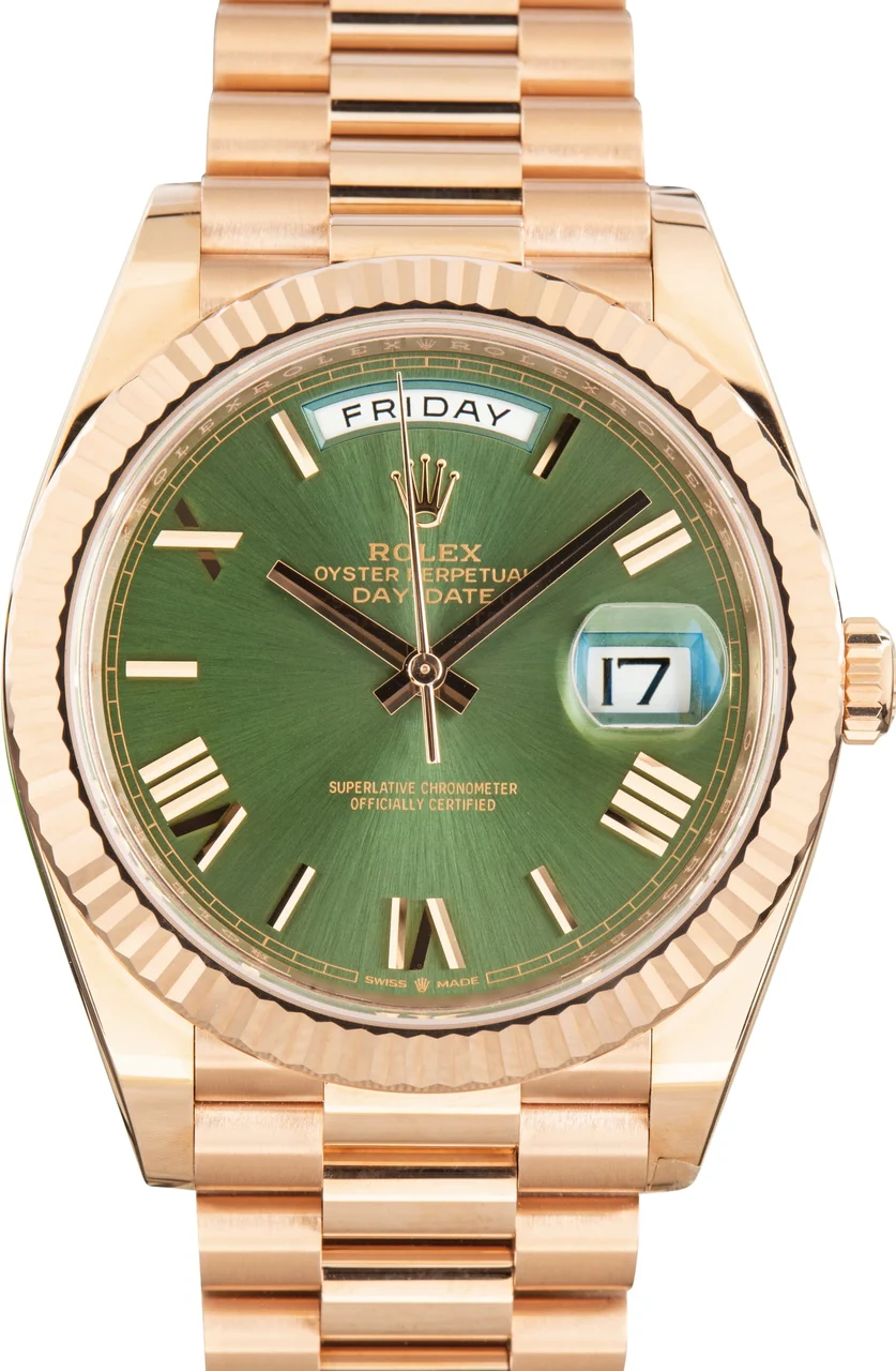 Rolex Day-Date 40 Olive Green Dial Ref 228235 40 mm kol saati
