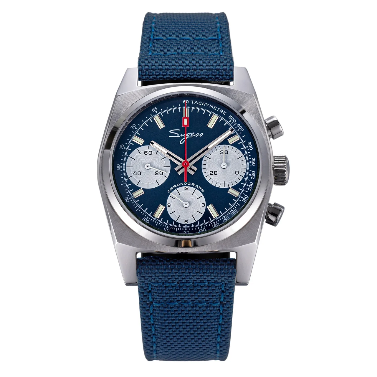 Sugess Chrono Heritage S419-2 Chronograph Blue Panda Dial chrono-heritage-s419-panda-blue-dial 47 mm kol saati