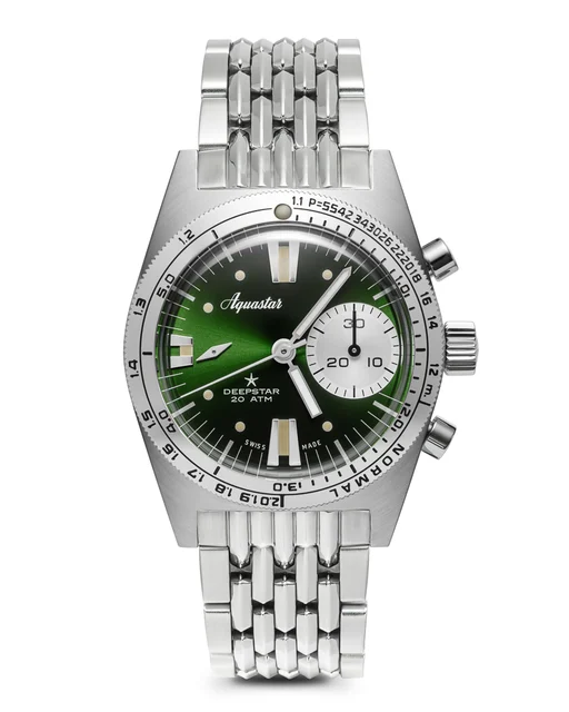 Aquastar Deepstar 39mm Chronograph Greenwich kol saati