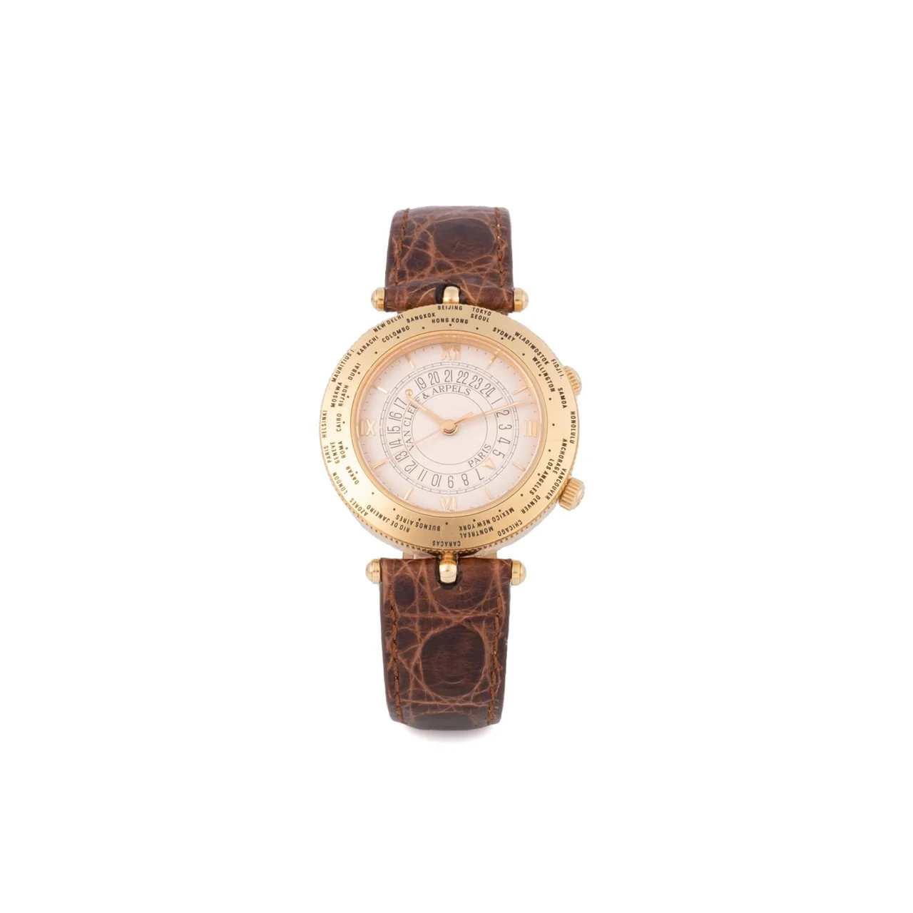 Van Cleef & Arpels Ref. 61221, centre-seconds, alarm, World Time; limited edition of 398 pieces; “Traveler”; 18K yellow gold kol saati