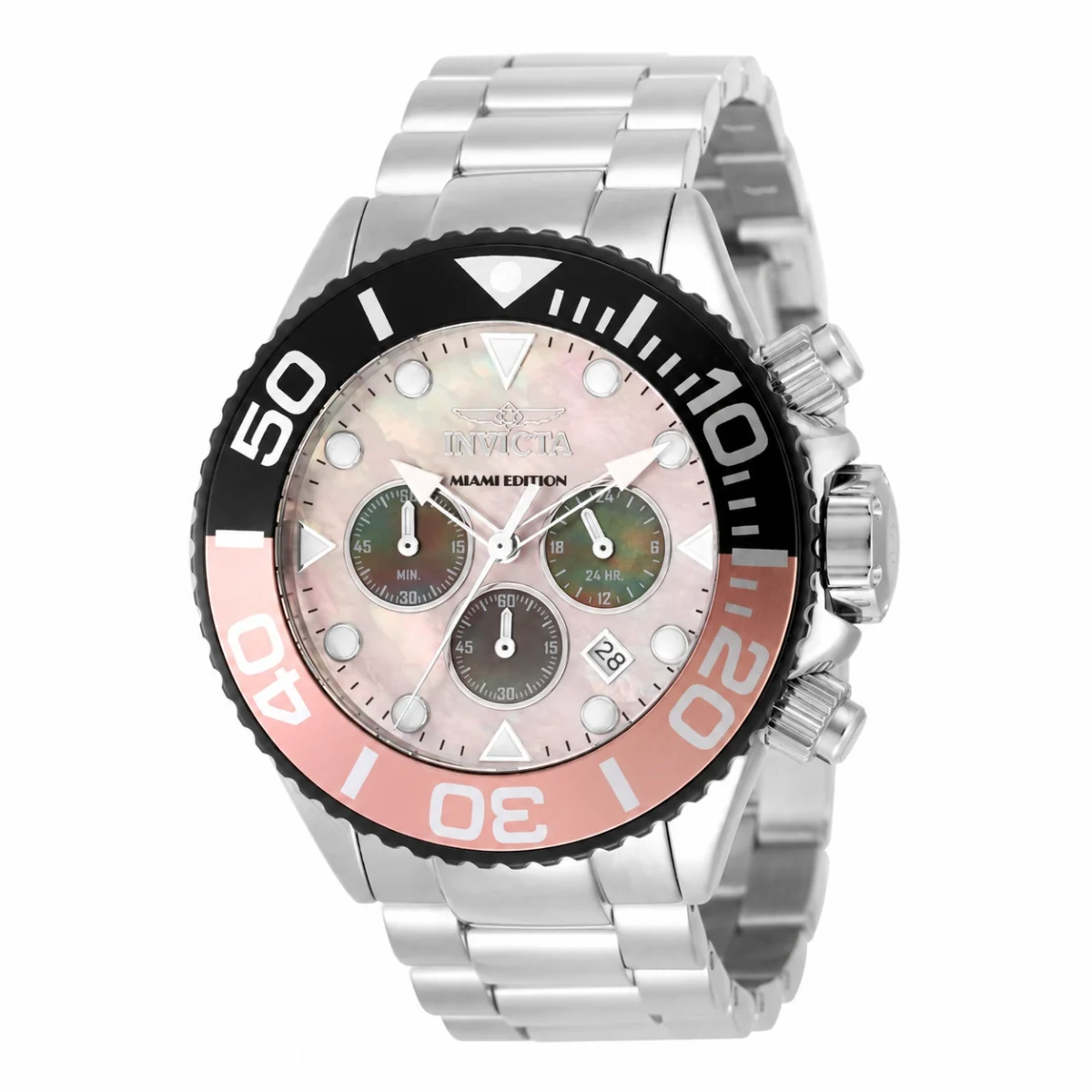 Invicta MIAMI EDITION Watch w/ Mother of Pearl Dial - 52mm. Steel (48603) 52 mm kol saati