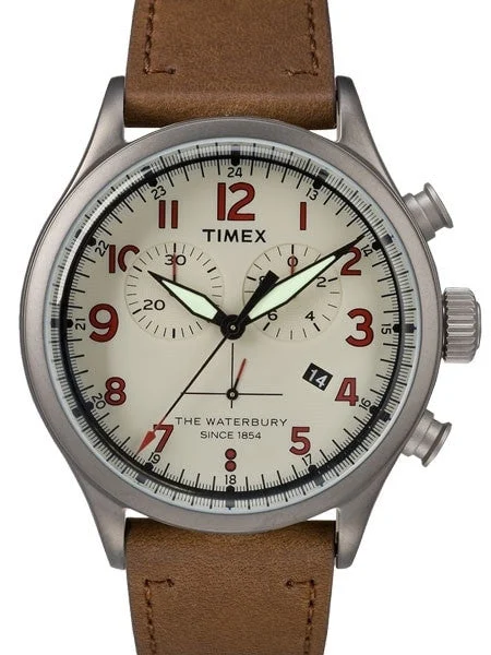 Timex Waterbury Quartz Chronograph with Cream Dial and INDIGLO Night-Light #TW2R38300VQ ko