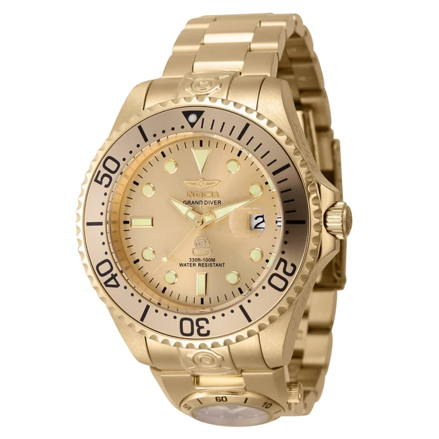 Invicta Dual Time Grand Diver Automatic Watch - 47mm. Gold (45817) kol saati