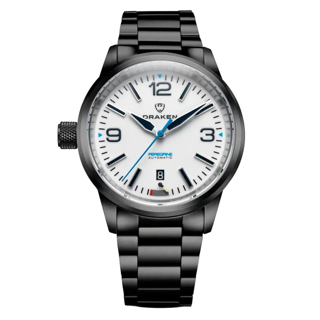 Draken Peregrine DLC 'A' Full Lume Dial Watch with Left Crown #DKN-15 kol saati