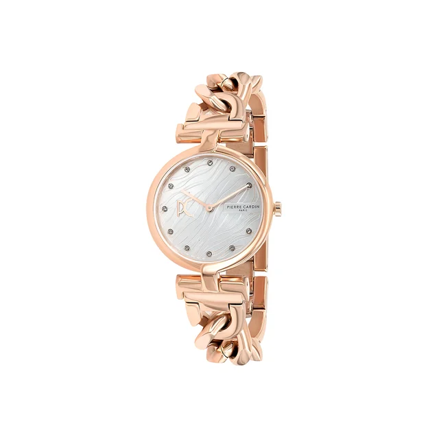 MADELEINE Patterned Dial Rose Gold Chain Link Metal Band Watch CMD.3551 kol saati