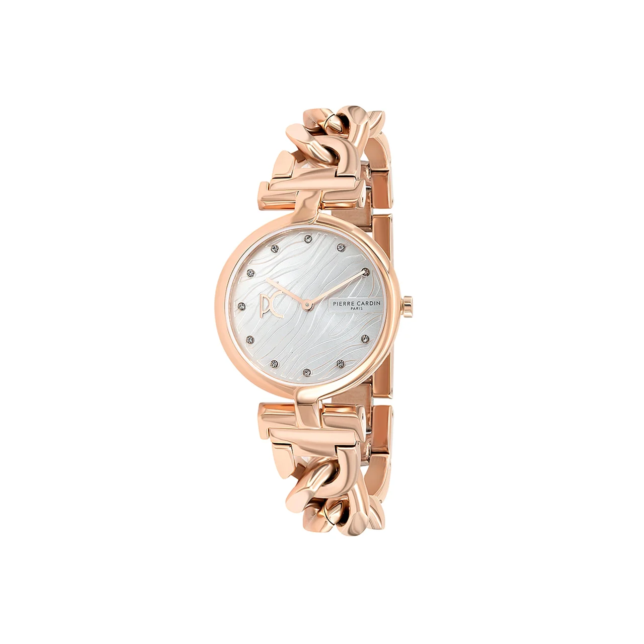 MADELEINE Patterned Dial Rose Gold Chain Link Metal Band Watch CMD.3551 34 mm kol saati