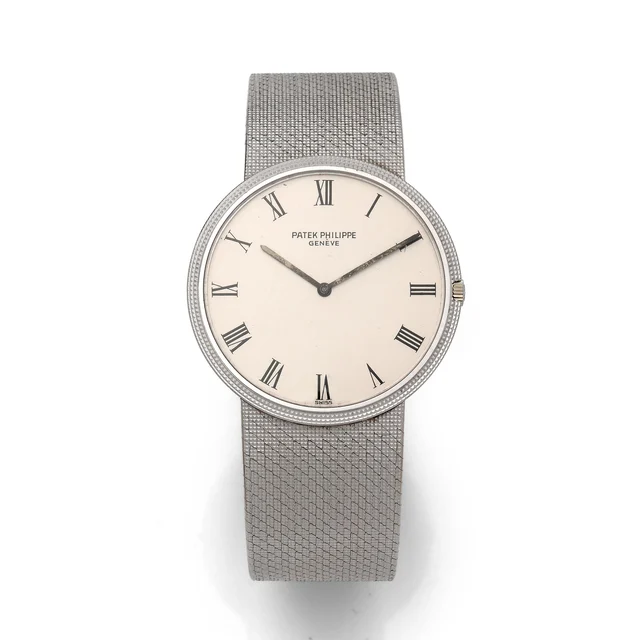 Patek Philippe Ref. 3588/1, self-winding, integrated bracelet; 18K white gold kol saati