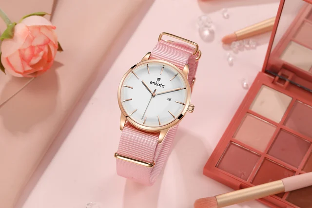 Enkatawatches Avior Pink Canvas kol saati