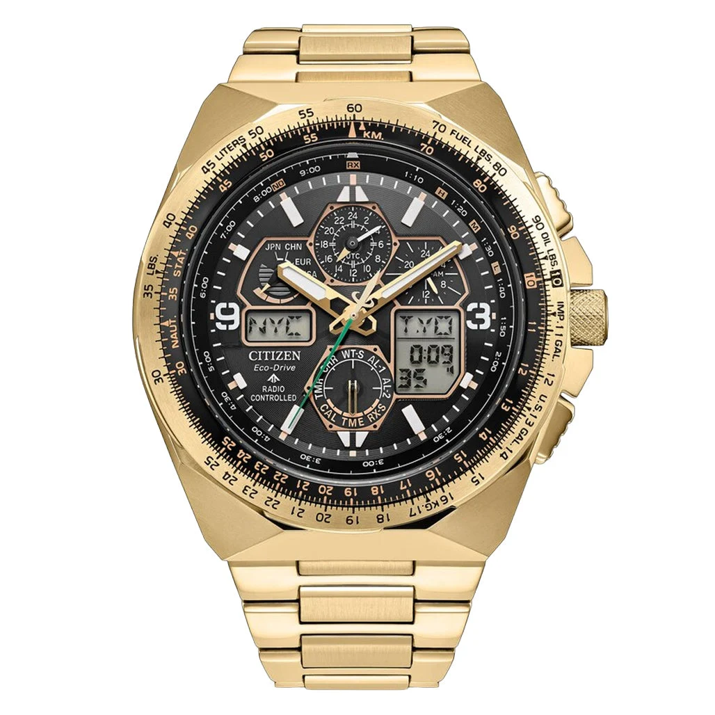 Citizen Promaster Skyhawk A-T Chronograph Goldtone Limited Edition #JY8144-50E 46 mm kol saati
