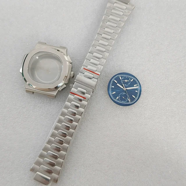 Tandorio Quartz Nautilus Watch Case set Sterile stainless steel sapphire glass for vk61 mo
