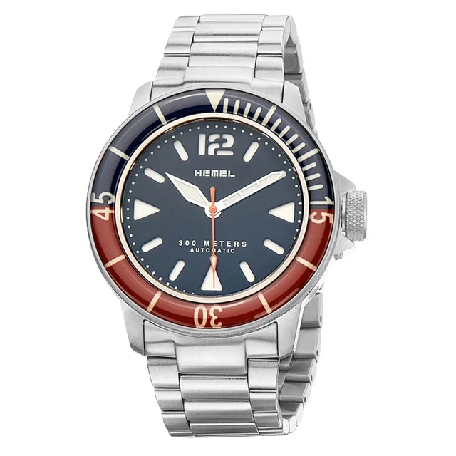 Hemel Hydrodurance Dive Watch with Black Dial and Red-Blue Bezel #HD1RB kol saati