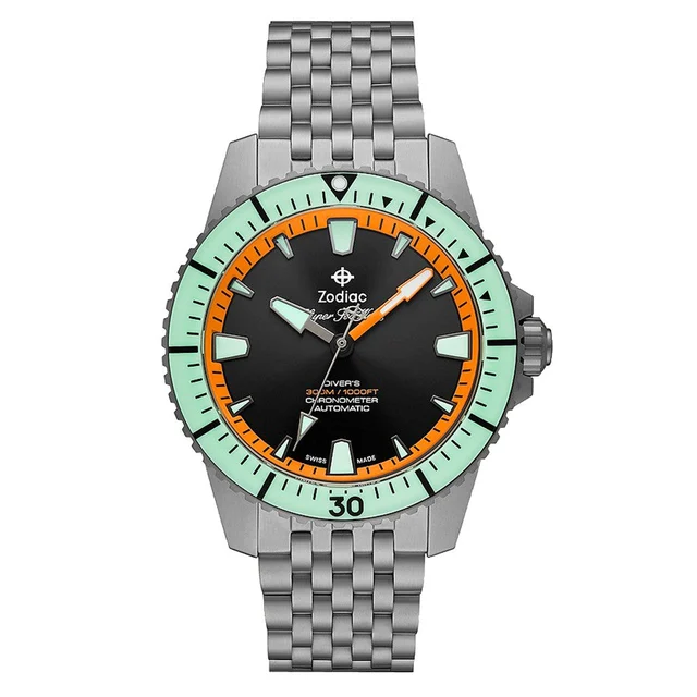 Zodiac Super Sea Wolf Pro-Diver Titanium Limited Edition #ZO3550 kol saati