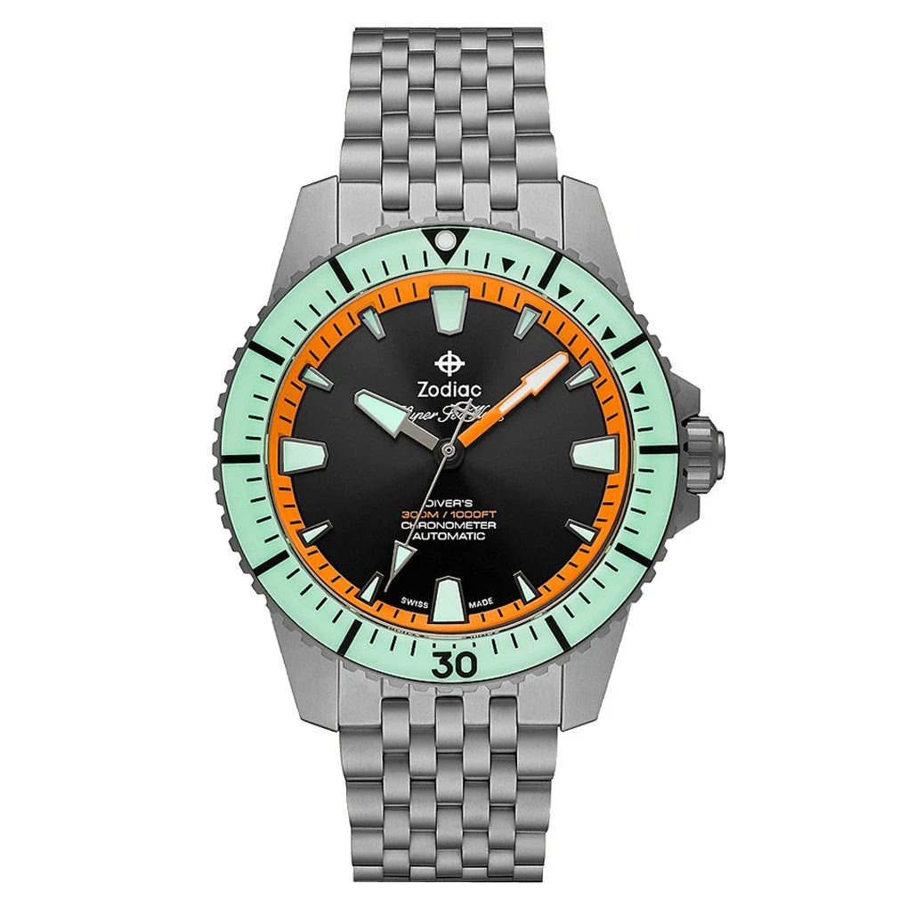 Zodiac Super Sea Wolf Pro-Diver Titanium Limited Edition #ZO3550 kol saati