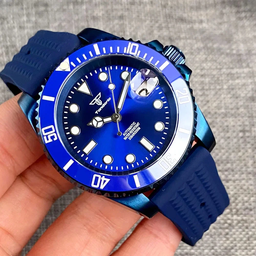 Tandorio Blue Diver TD203B Japan NH35 Automatic Sunburst 316L Stainless Steel Sapphire 20Bar 12000047829715329 40 mm kol saati