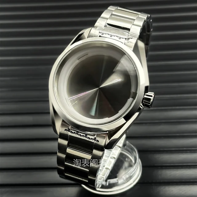 Tandorio Silver Polished Case 316L Stainless Steel Sapphire Glass for Japanese NH35 36 Mov
