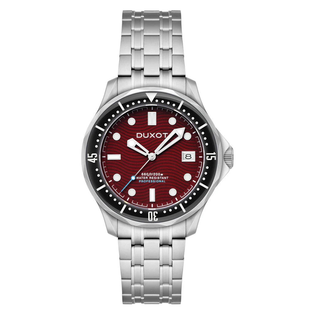 Duxot Henri Diver Automatic with Maroon Red Dial #DX-2060-55 kol saati