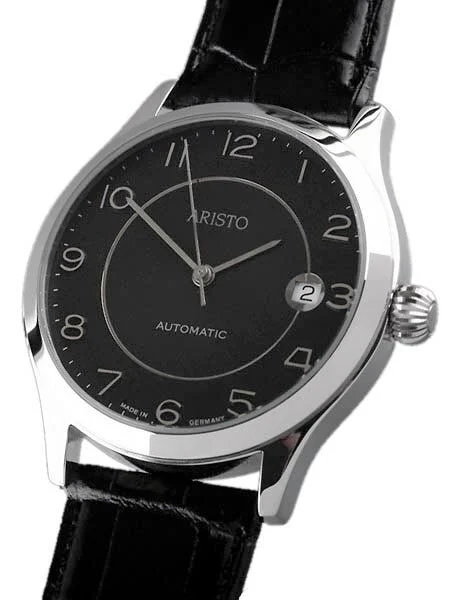 Aristo Black Dial Swiss ETA 2824-2 Automatic Dress Watch 4H53 38 mm kol saati