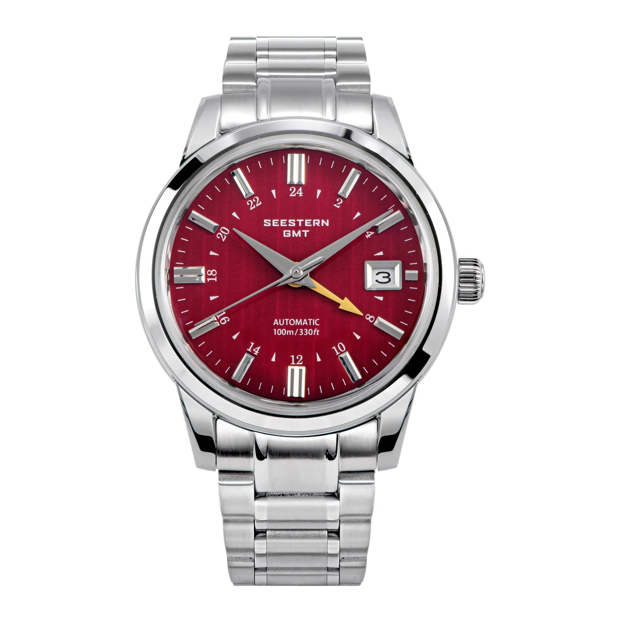 Sugess Seestern S446 GMT Watch Red Dial (Seiko NH34 GMT movement) 40 mm kol saati