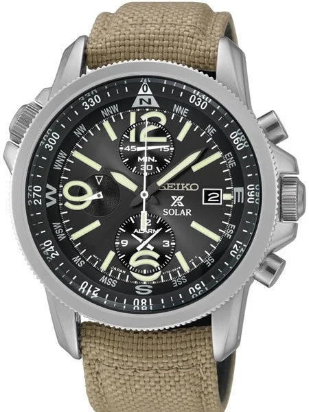 Seiko Prospex Solar Powered Chronograph with 60-Minute Stopwatch and Alarm #SSC293 42 mm kol saati