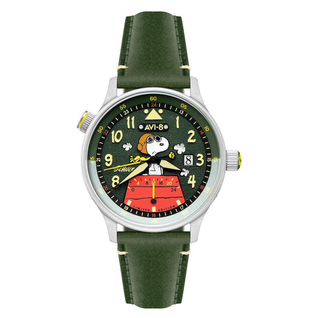 AVI-8 Hawker Hurricane McKellar Dual Time Peanuts Pine Pilot #AV-4151-05 43.5 mm kol saati